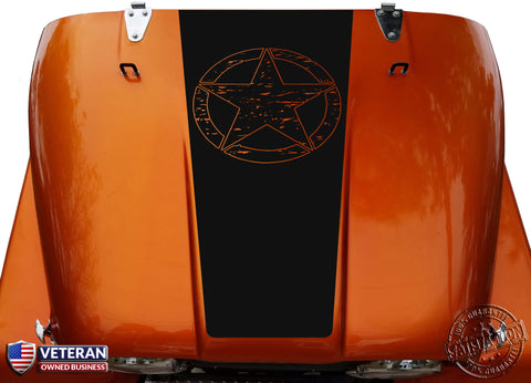 distressed Star Hood Blackout Vinyl Decal fits Jeep CJ5 CJ7 CJ8 Scrambler 0218/0219