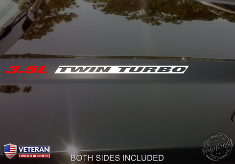 3.5L TWIN TURBO Hood Vinyl Decals Stickers Fit Ford F150 Mustang EcoBoost V6 INV