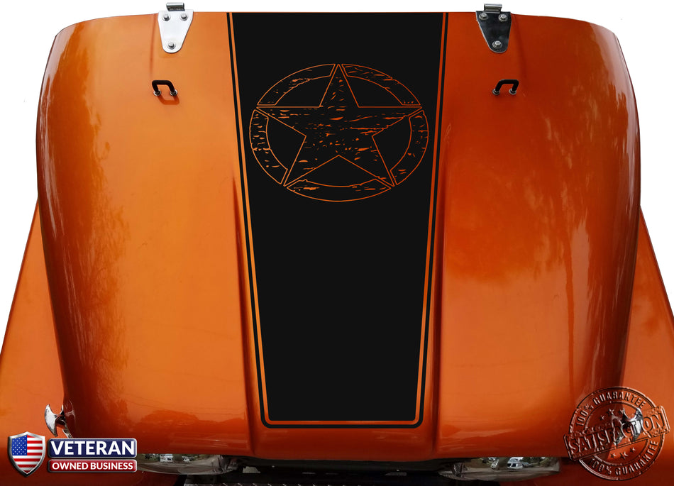 distressed Star Hood Blackout Vinyl Decal fits Jeep CJ5 CJ7 CJ8 Scrambler 0218/0219