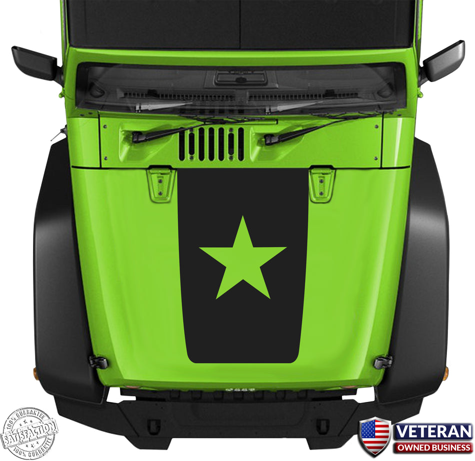 Freedom Star Hood Blackout Vinyl Decal Sticker fits: Jeep Wrangler JK TJ YJ