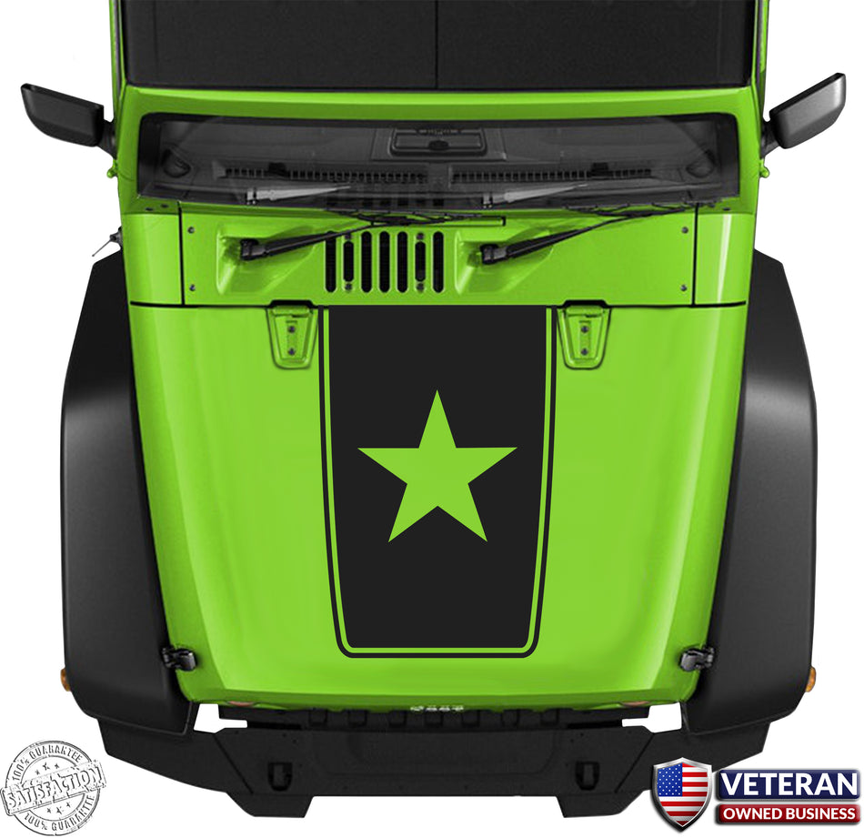 Freedom Star Hood Blackout Vinyl Decal Sticker fits: Jeep Wrangler JK TJ YJ