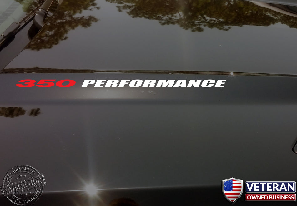 350 PERFORMANCE Hood Vinyl Decals Fits: Small Block V8 Chevrolet Trucks and Cars
