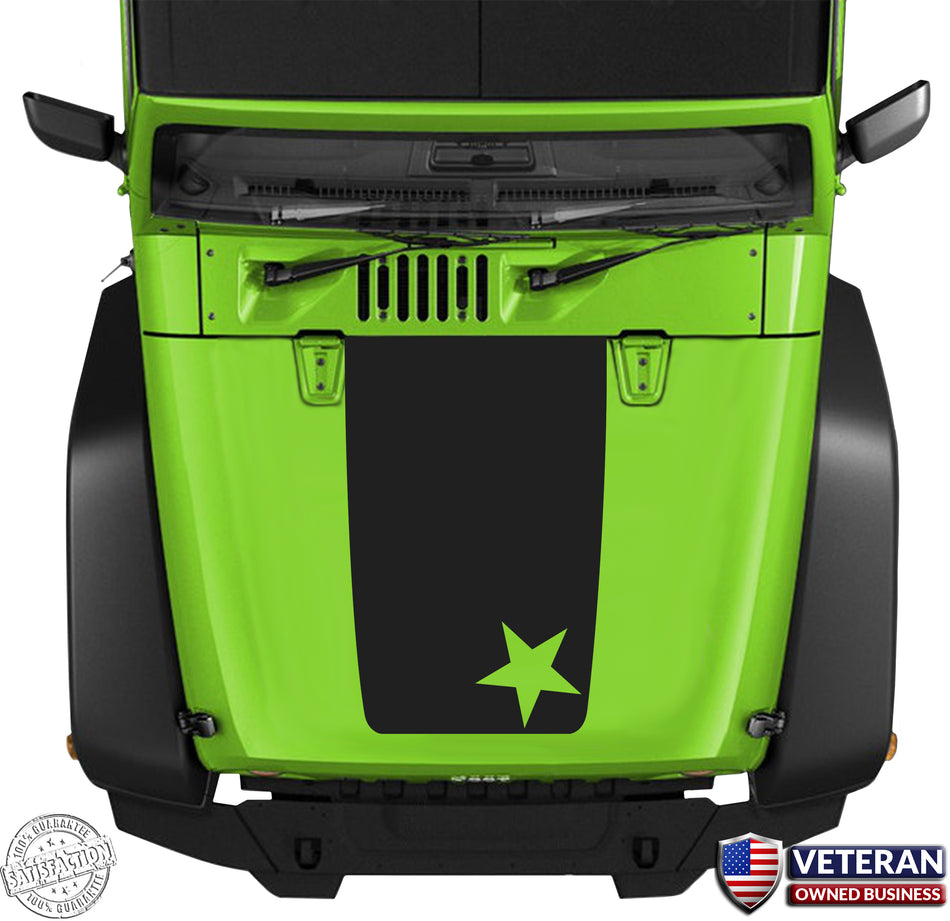 Freedom Star Hood Blackout Vinyl Decal Sticker fits: Jeep Wrangler JK TJ YJ