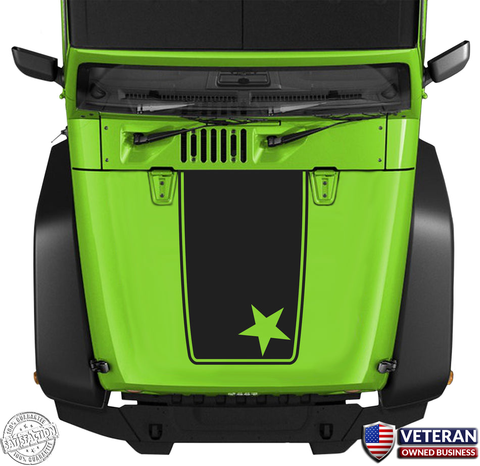 Freedom Star Hood Blackout Vinyl Decal Sticker fits: Jeep Wrangler JK TJ YJ