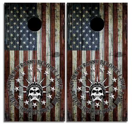 3% three percenter when tyrany becomes law Custom Cornhole Vinyl Wrap