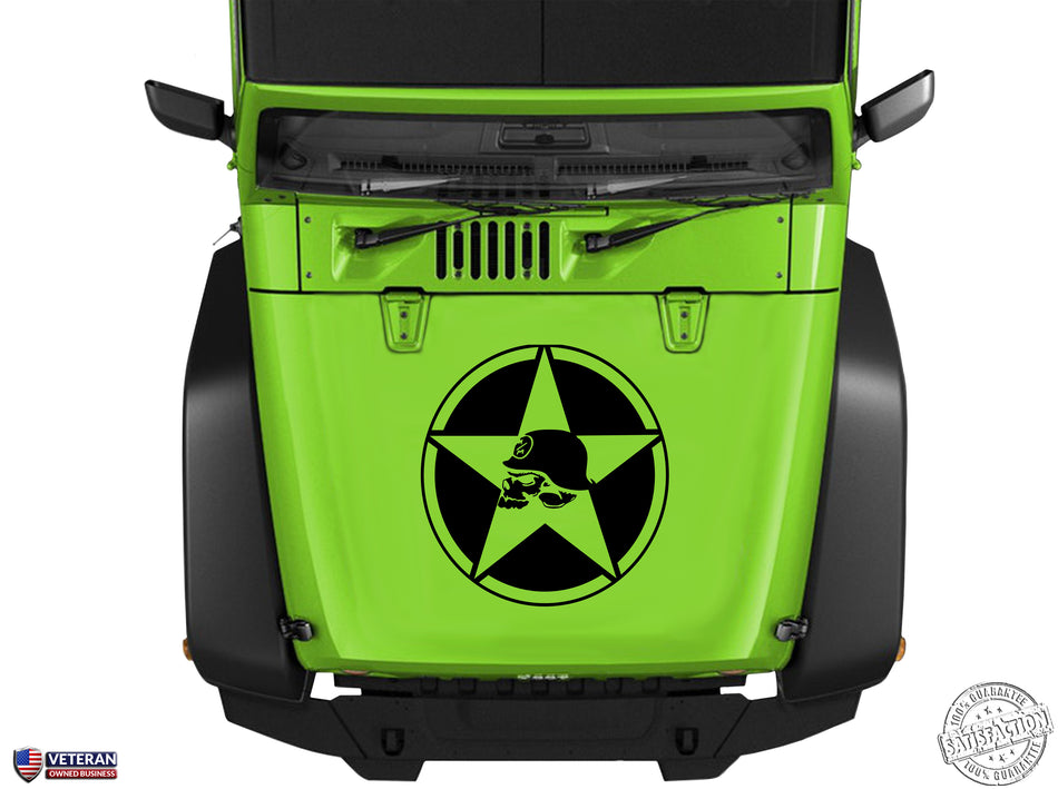 Oscar Mike Metal Mulisha Star Hood Vinyl Decal 23" Fits: Jeep Wrangler TJ JK