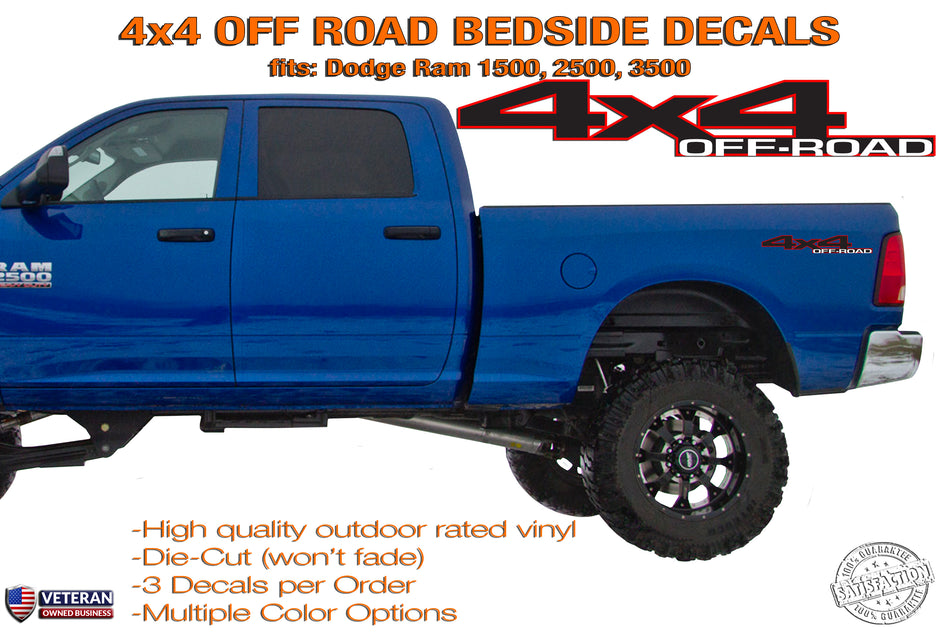 4x4 Off Road Bedside Vinyl Decals Fits Dodge Ram 1500 2500 3500 Power Wagon