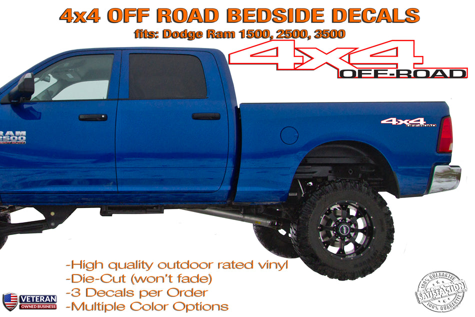4x4 Off Road Bedside Vinyl Decals Fits Dodge Ram 1500 2500 3500 Power Wagon