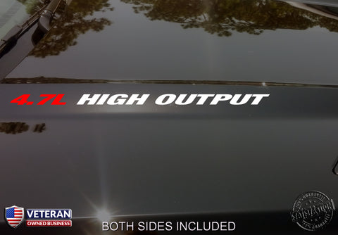 4.7L HIGH OUTPUT Hood Vinyl Decals Sticker Fit Jeep Cherokee Dodge Ram Powertech