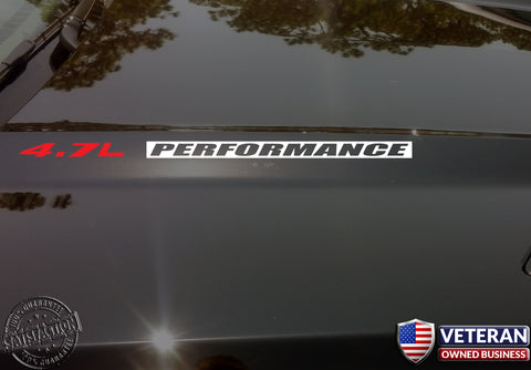 4.7L PERFORMANCE Hood Vinyl Decals Stickers Fits: Dodge 1500 Jeep Grand Cherokee