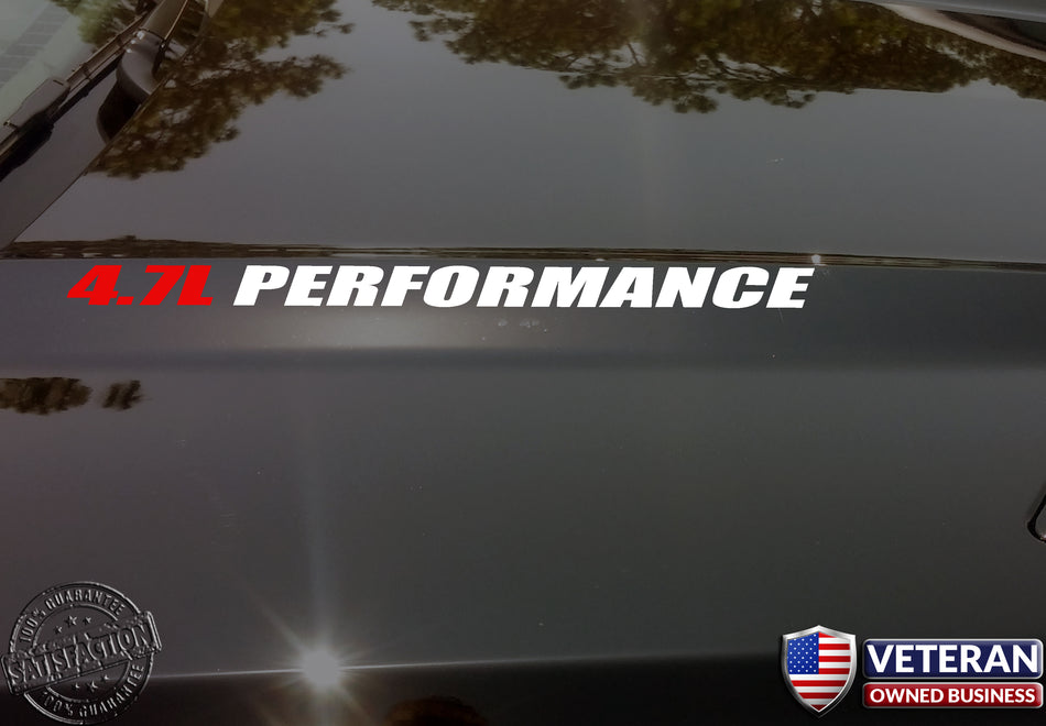 4.7L PERFORMANCE Vinyl Hood Decals V8 engine Dodge Ram Jeep