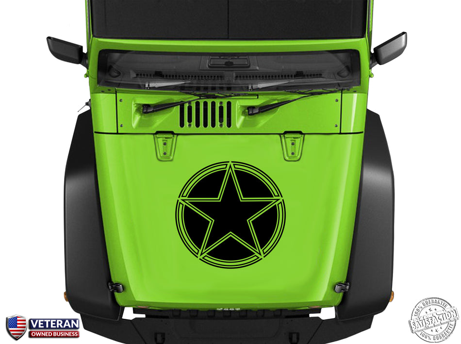 Oscar Mike Star Hood Vinyl Decal 23" Fits: Jeep Wrangler TJ JK LJ YJ Cherokee