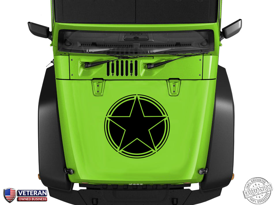 Oscar Mike Star Hood Vinyl Decal 23" Fits: Jeep Wrangler TJ JK LJ YJ Cherokee