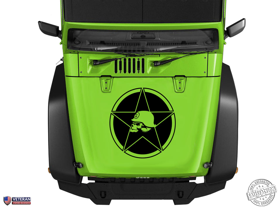 Oscar Mike Metal Mulisha Star Hood Vinyl Decal 23" Fits: Jeep Wrangler TJ JK
