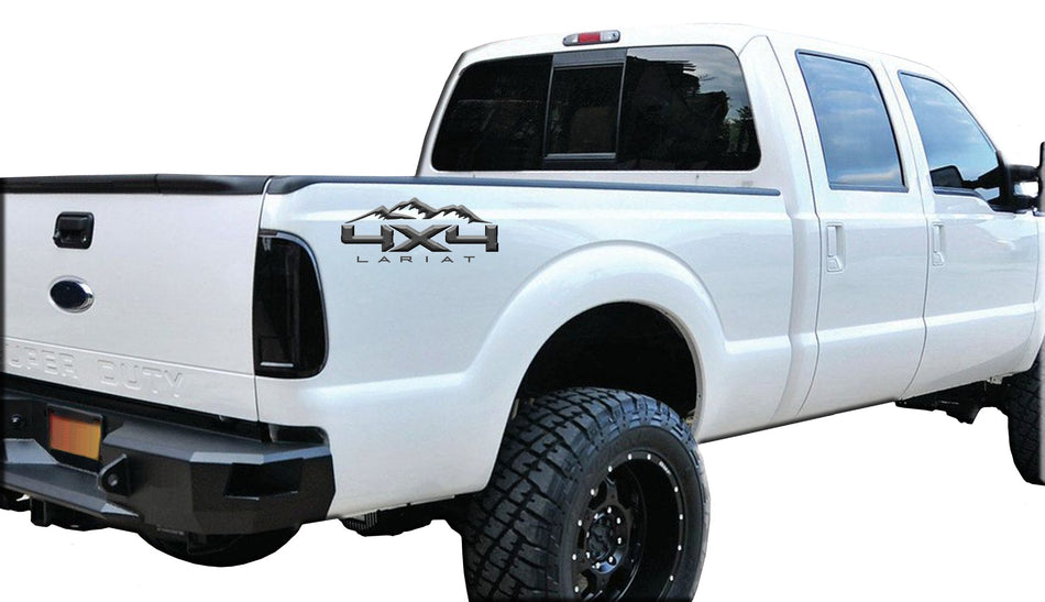 4X4 LARIAT MOUNTAIN DECAL (2ea) FITS: 2008-2017 FORD TRUCK F250 F350 SUPER DUTY