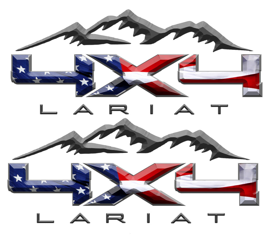 4X4 LARIAT MOUNTAIN DECAL (2ea) FITS: 2008-2017 FORD TRUCK F250 F350 SUPER DUTY