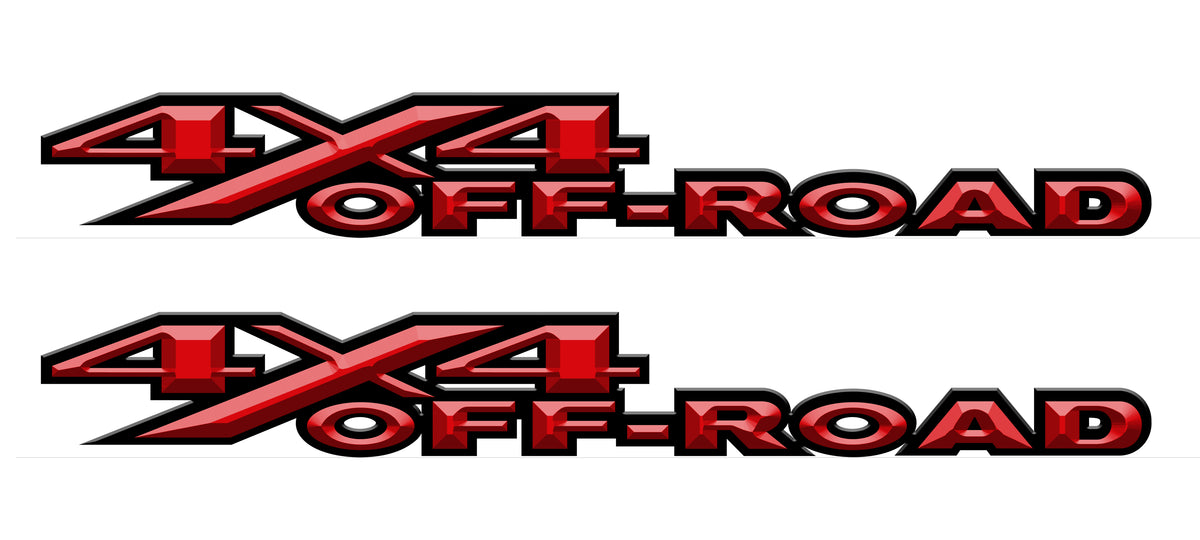 Red 3D 4X4 Off-Road Bedside Vinyl Decals  Dodge Ram 1500 2500 3500 