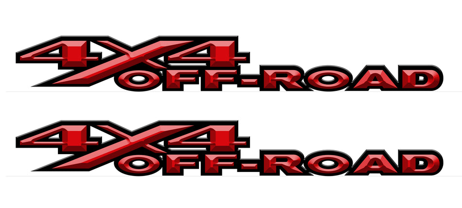 Red 3D 4X4 Off-Road Bedside Vinyl Decals  Dodge Ram 1500 2500 3500 