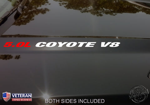 5.0L COYOTE Hood Vinyl Decals Stickers Fit: Ford Mustang F150 Boss V8