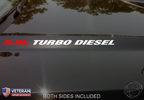 5.0L Turbo Diesel Hood Vinyl Decals Stickers Fits Nissan Titan HD