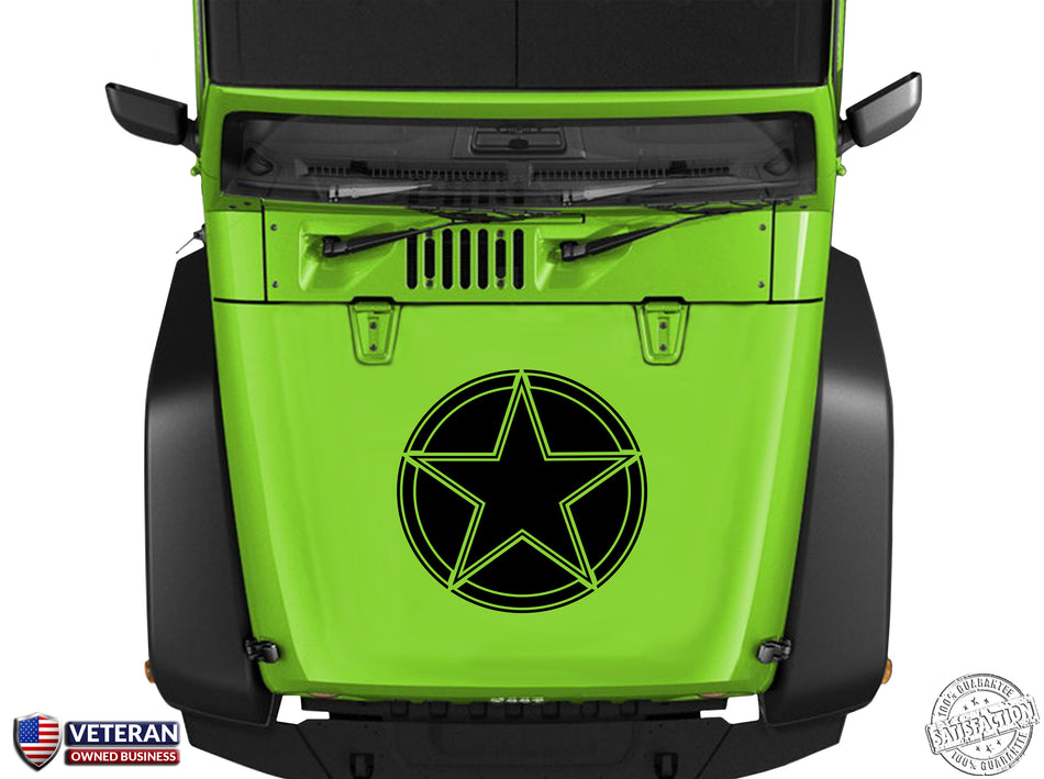 Oscar Mike Star Hood Vinyl Decal 23" Fits: Jeep Wrangler TJ JK LJ YJ Cherokee