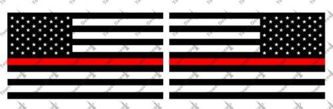 2x US Thin Red Line Flag Vinyl Decal Fire Fighter America Fits Jeep Wrangler CJ