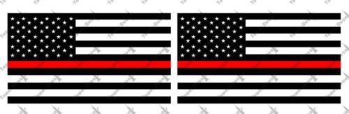 2x US Thin Red Line Flag Vinyl Decal Fire Fighter America Fits Jeep Wrangler CJ