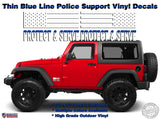 Police Officers PROTECT and SERVE Thin Blue Line American Flag Vinyl Decals Jeep