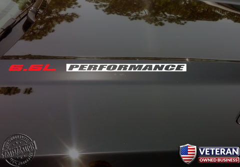 6.6L PERFORMANCE Hood vinyl sticker decals Chevrolet GMC Sierra Duramax inv