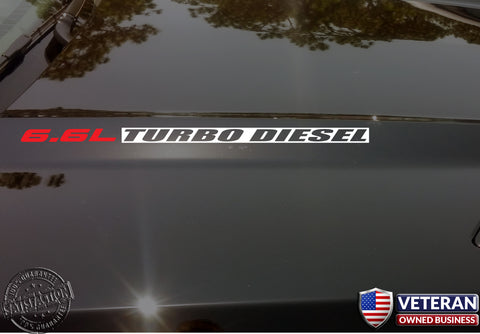 6.6L TURBO DIESEL Hood Vinyl Decals Fits: Duramax GMC Sierra Chevrolet Silverado