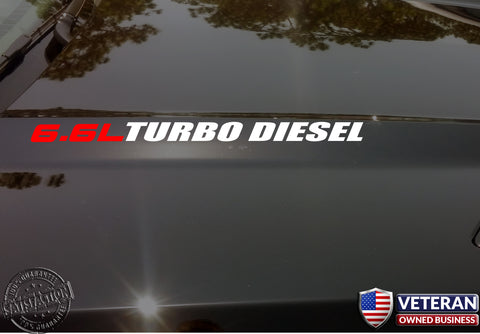 6.6L Turbo Diesel Hood vinyl sticker decals Duramax Chevrolet GMC Sierra Silverado