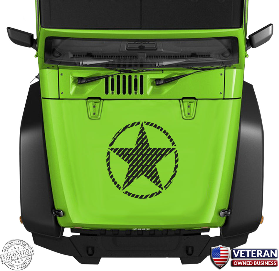 Oscar Mike 7.62 Bullet Star Hood Vinyl Decal 23" Fits: Jeep Wrangler TJ JK
