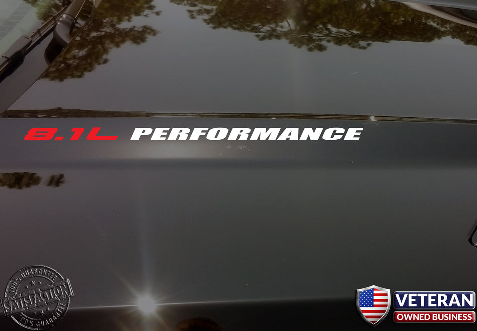 8.1L PERFORMANCE Hood Vinyl Decals Fits: 496 cid Big Block Chevrolet Engine