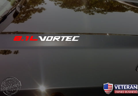 8.1L VORTEC Hood sticker decals Chevrolet Silverado GMC Sierra Avalanche 0077
