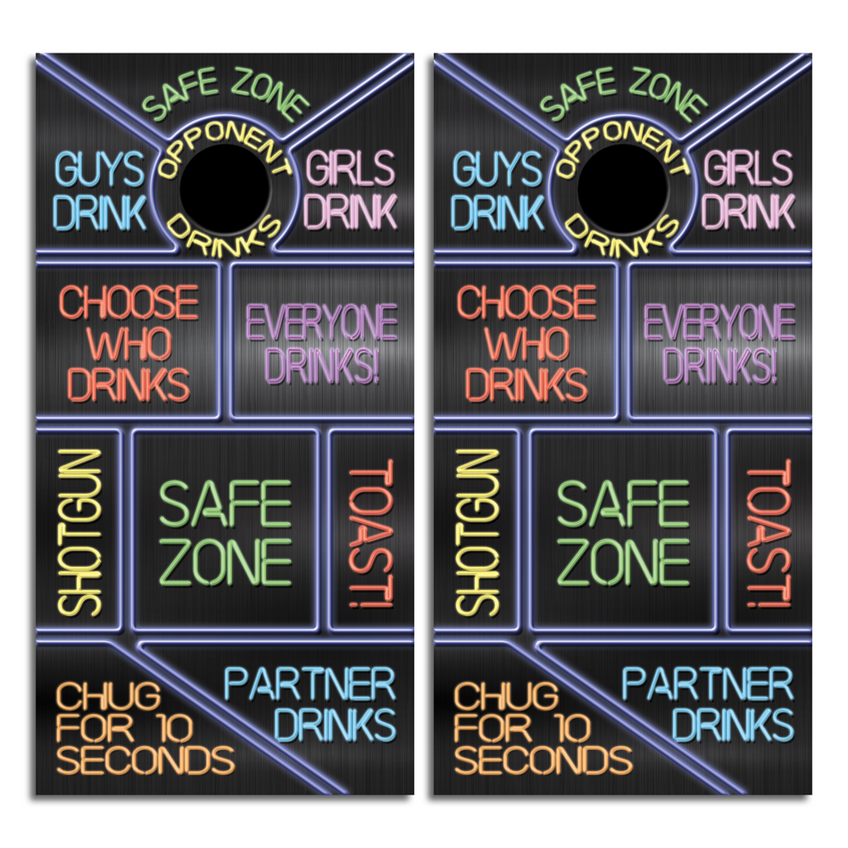 Drinking Game Neon Custom Cornhole Vinyl Wrap