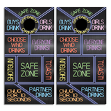 Drinking Game Neon Custom Cornhole Vinyl Wrap