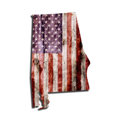 Alabama Distressed Tattered Subdued USA American Flag Vinyl Sticker
