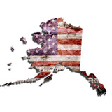 Alaska Distressed Tattered Subdued USA American Flag Vinyl Sticker