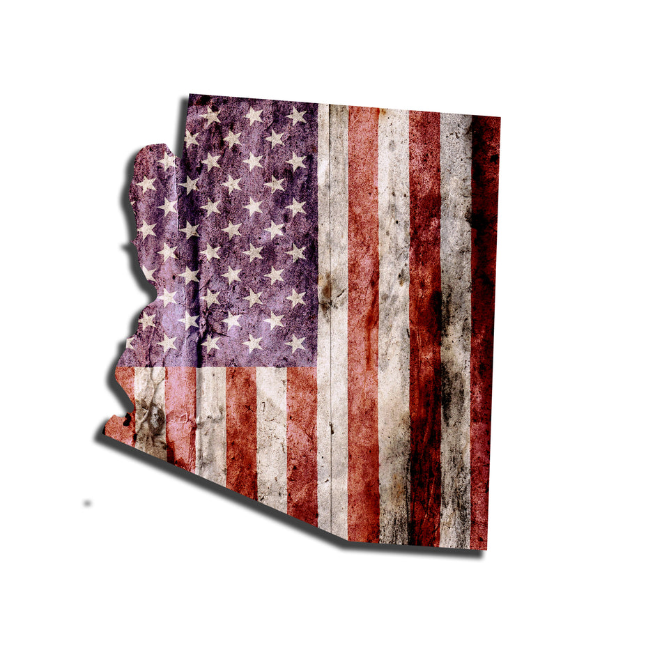 Arizona Distressed Tattered Subdued USA American Flag Vinyl Sticker