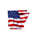 Arkansas Waving USA American Flag. Patriotic Vinyl Sticker