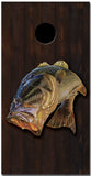 Bass Fish on Wood Custom Vinyl Cornhole Wrap