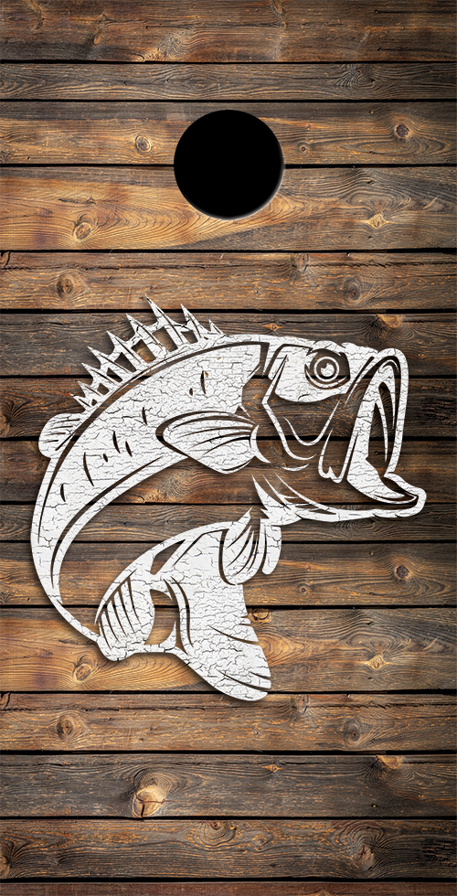 Bass fish Custom Vinyl Cornhole Wrap