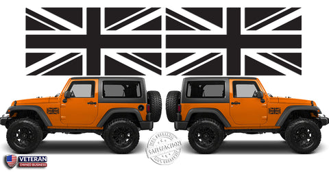 (2) Union Jack Flags Great Britain Vinyl Decals Window Doors fits: Jeep Wrangler 0107