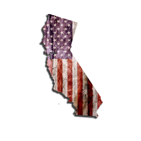 California Distressed Tattered Subdued USA American Flag Vinyl Sticker