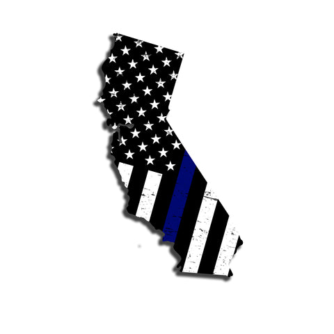 California Distressed Subdued US Flag Thin Blue Line/Thin Red Line/Thin Green Line Sticker. Support Police/Firefighters/Military