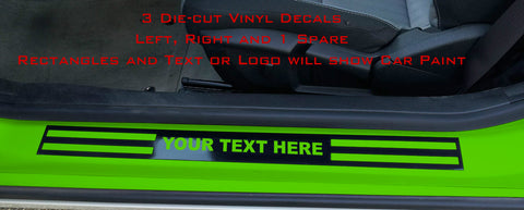 Doorsill Die-Cut Vinyl Decals (3) Custom Text/Logo for 2010-2015 Chevy Camaro