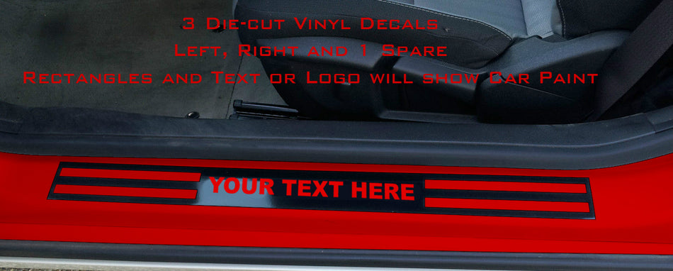 Doorsill Die-Cut Vinyl Decals (3) Custom Text/Logo for 2010-2015 Chevy Camaro
