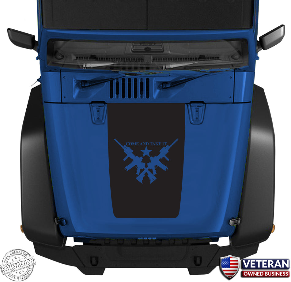 Come and Take It Hood Blackout M4 Guns Vinyl Decal fits: Jeep Wrangler JK TJ LJ 0162