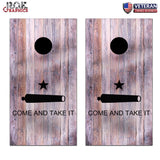 Come and Take it Texas Wood Look Cornhole Board Bag Toss Wrap Set- patriotic
