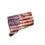 Connecticut Distressed Tattered Subdued USA American Flag Vinyl Sticker